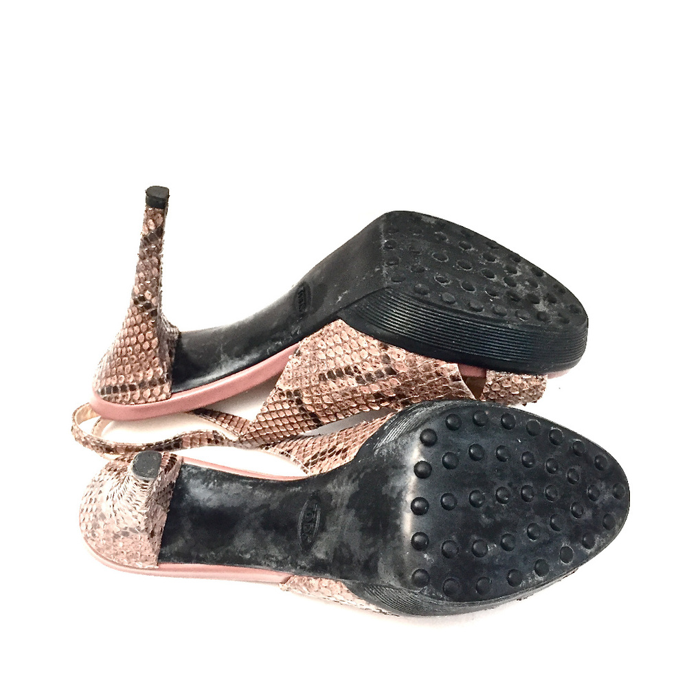 Tod's Snakeskin Open Toe Platform Slingbacks - image 8
